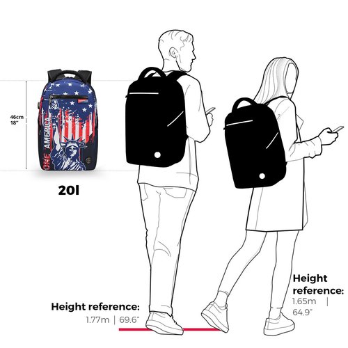 Swissdigital Casual Backpack for Men with USB Charging Port,Large Capacity Travel Backpack,Water-Repellent College Backpack for Men and Women (LM100002) One Nation One World