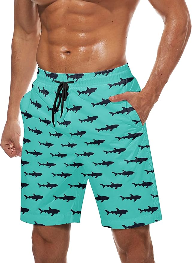 Mens Swim Trunks Quick Dry Board Shorts with Mesh Lining, Breathable Surf Beach Shorts Swimwear Bathing Suits