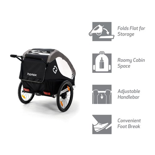 Hamax Traveller Two Seat Bike Trailer + Stroller (Black/Grey)