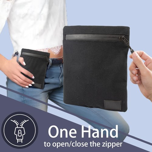 Belt Zipper Pouch,EDC Belt Pouches Bag for Men Women Compact EDC Pouch YKK Zippers,Heavy Duty Belt Wallet,Black Waist Pack for Hiking Traveling Outdoors, Waterproof Canvas Anti-Theft Pickpocket (M)