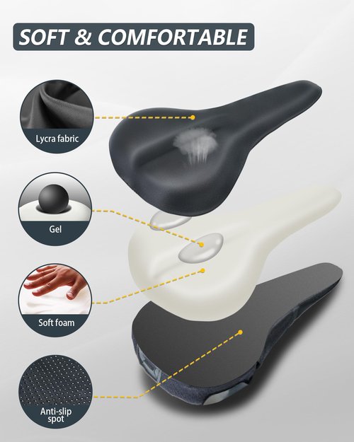 Gel Bike Seat Cushion – Extra Comfort & Anti-Friction, Waterproof & Shock-Absorbing for Long Rides, Compatible with Peloton & Road Bikes
