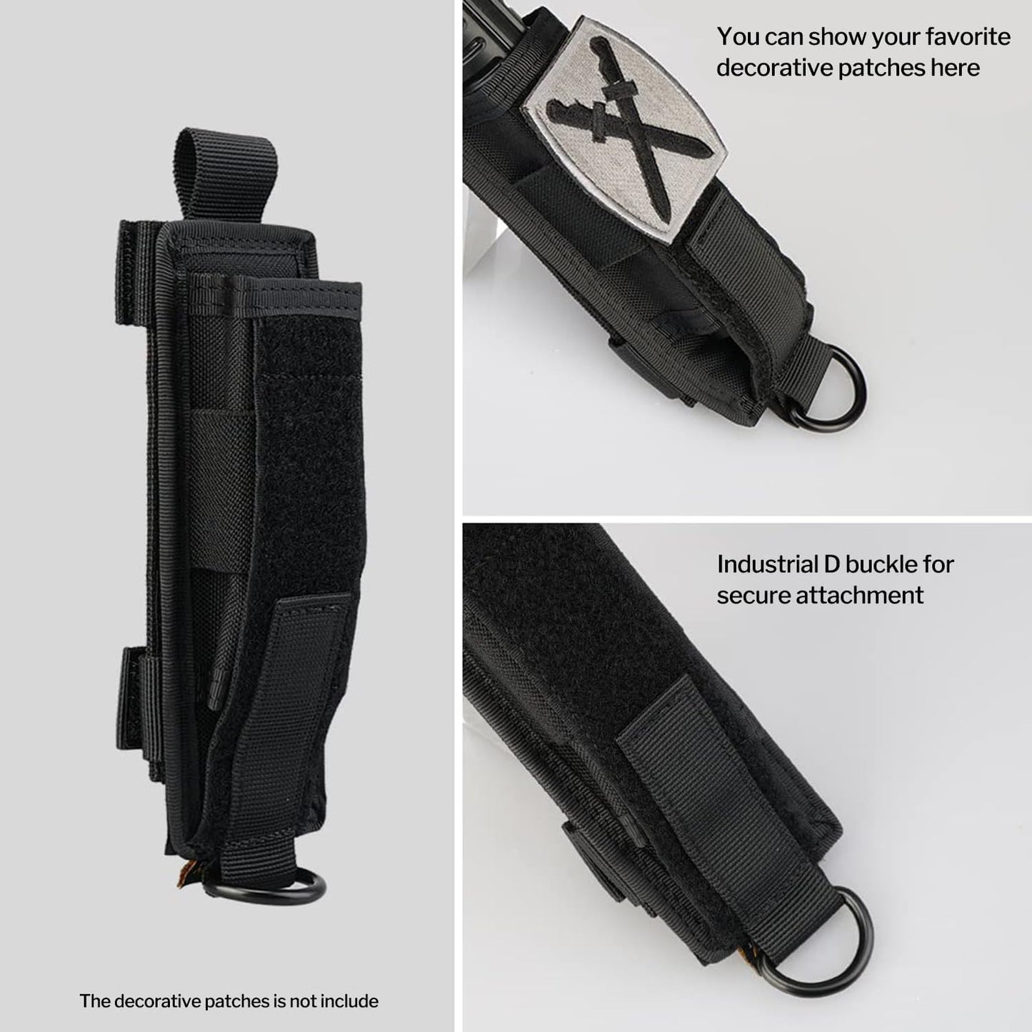 VIPERADE Tactical Flashlight Holster, Molle Flashlight Holder for Belt, Flashlight Pouch, Open Top Flashlight Holder for Vertical & Horizontal Carrying