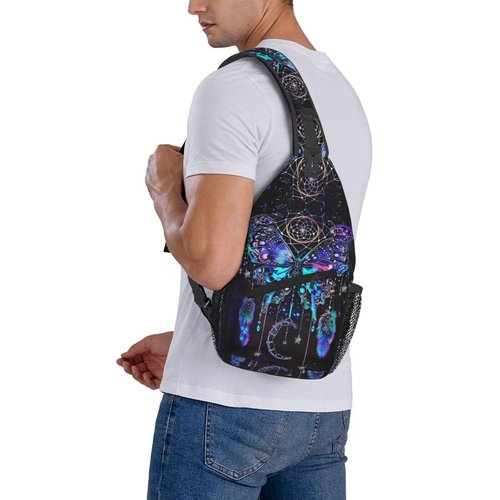 Dream Catcher With Butterfly Sling Backpack Chest Bag Crossbody Shoulder Bag Gym Cycling Travel Hiking Daypack For Men Women