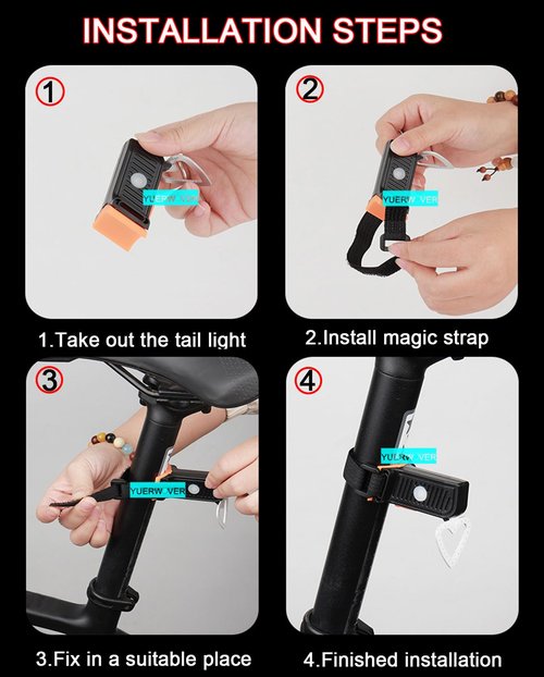 YUERWOVER Rechargeable Bike Tail Light LED Bicycle Rear Light Cycling Night Essential Bright Seat Back Safety Lamp Bone Shape 5 Modes Warning Waterproof Flash MTB Light for Men Women Kids(Bone)