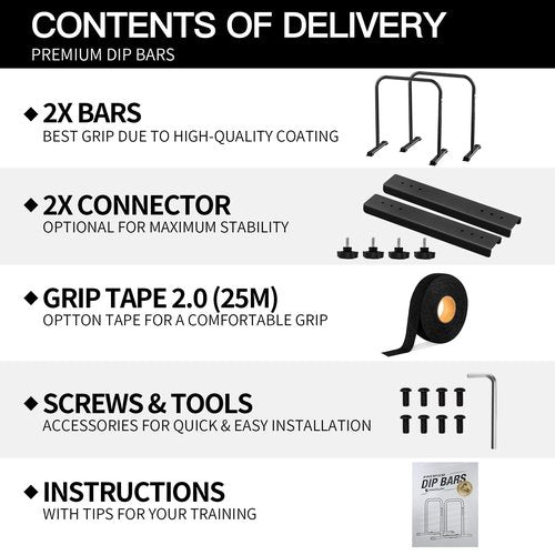 KAKICLAY Multi-Grip Pull Up Bar and Premium Dip Bars with Adjustable Ultra-Stable Settings & Non-Slip Feet - USA Original Patent, Designed, Shipped, Warranty