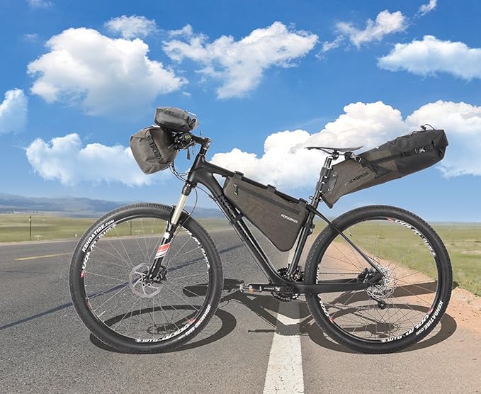 ROCKBROS Waterproof Handlebar Bags 12L-20L Bikepacking Bags Front 2 Dry Packs for MTB Road Bicycles Bikepacking Accessories