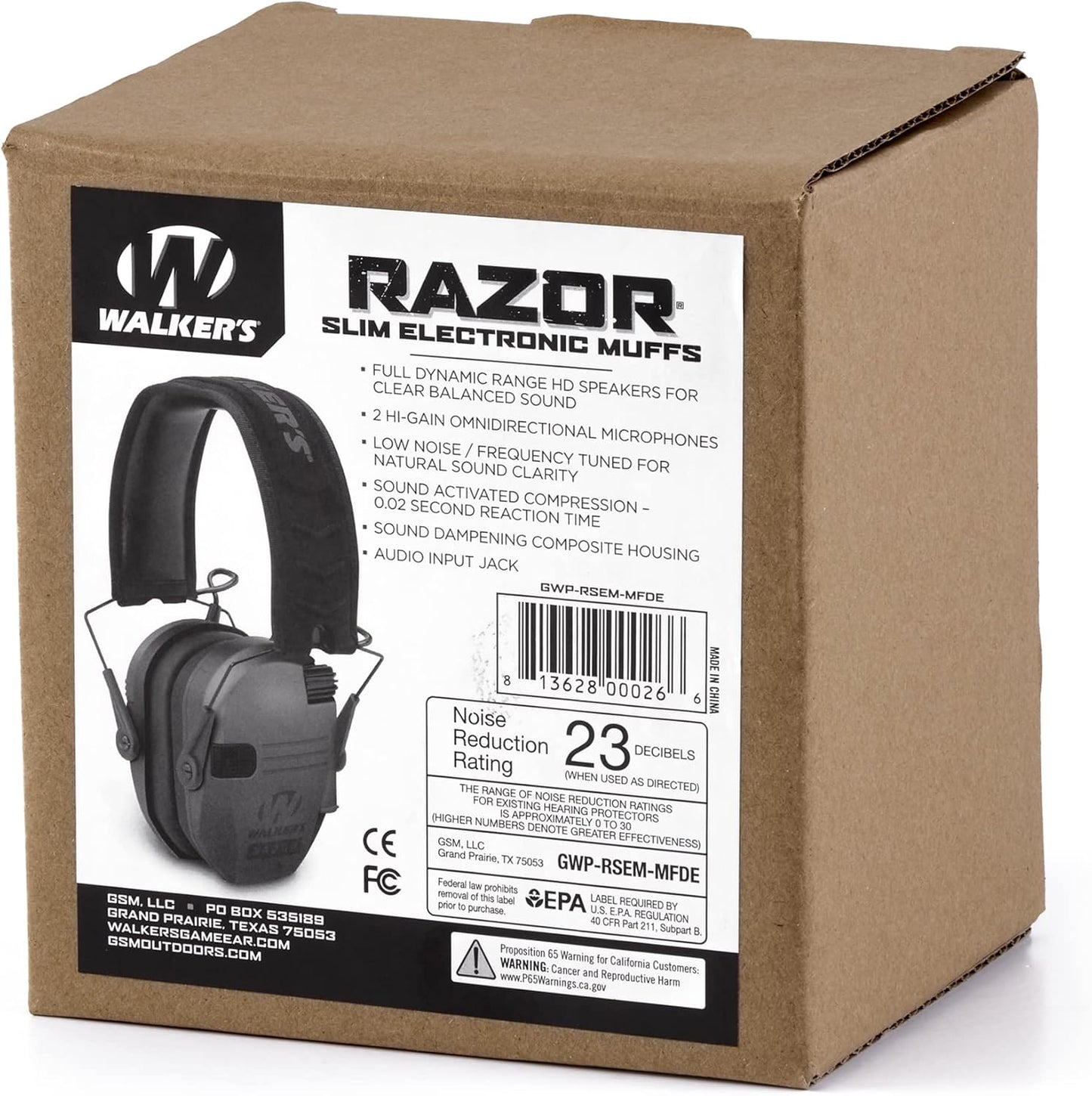 Walker's Razor Slim Shooter Electronic Hunting Folding Hearing Protection Earmuffs