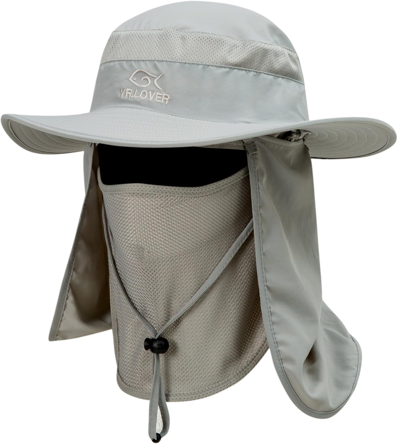 YR.Lover Outdoor UV Sun Protection Wide Brim Fishing Cap with Removable Flap