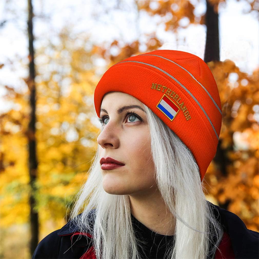Speedy Pros Reflective Beanie for Men & Women Netherlands Flag Embroidery Acrylic 1 Size