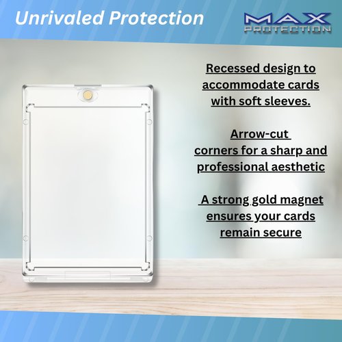 Max Protection Magnetic Card Holder for Sleeved Cards – 10-Pack 130pt Ultra-Clear Cases – Hard Plastic Card Sleeves Holders, UV Protector Case - Fits Standard Sports Baseball Trading Cards
