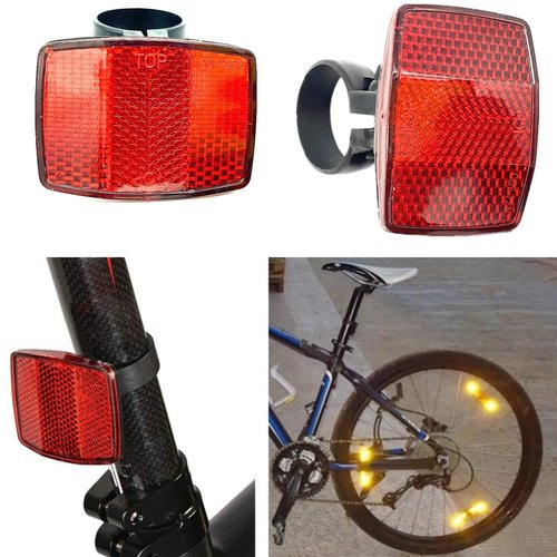Duoduole 2 Pcs Bike Rear Reflectors Kit, Bike Reflectors Bike Handlebar Reflector Waterproof Bicycles Rear Seat Reflective Taillight for Handlebar Seatpost, Bike Road Safety Reflection Kit