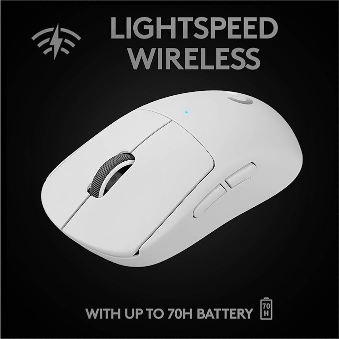 Logitech G PRO X SUPERLIGHT Wireless Gaming Mouse, Ultra-Lightweight, HERO 25K Sensor, 25,600 DPI, 5 Programmable Buttons, Long Battery Life, Compatible with PC / Mac - White