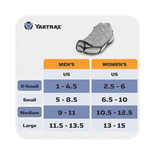 Yaktrax Walk Plus Traction Cleats for Ice and Snow, 360° Steel Coil Grip for All-Direction Traction, Flexible Cold-Resistant Upper, Easy On/Off with Heel Tab, Includes Carry Bag & Carabiner, Small