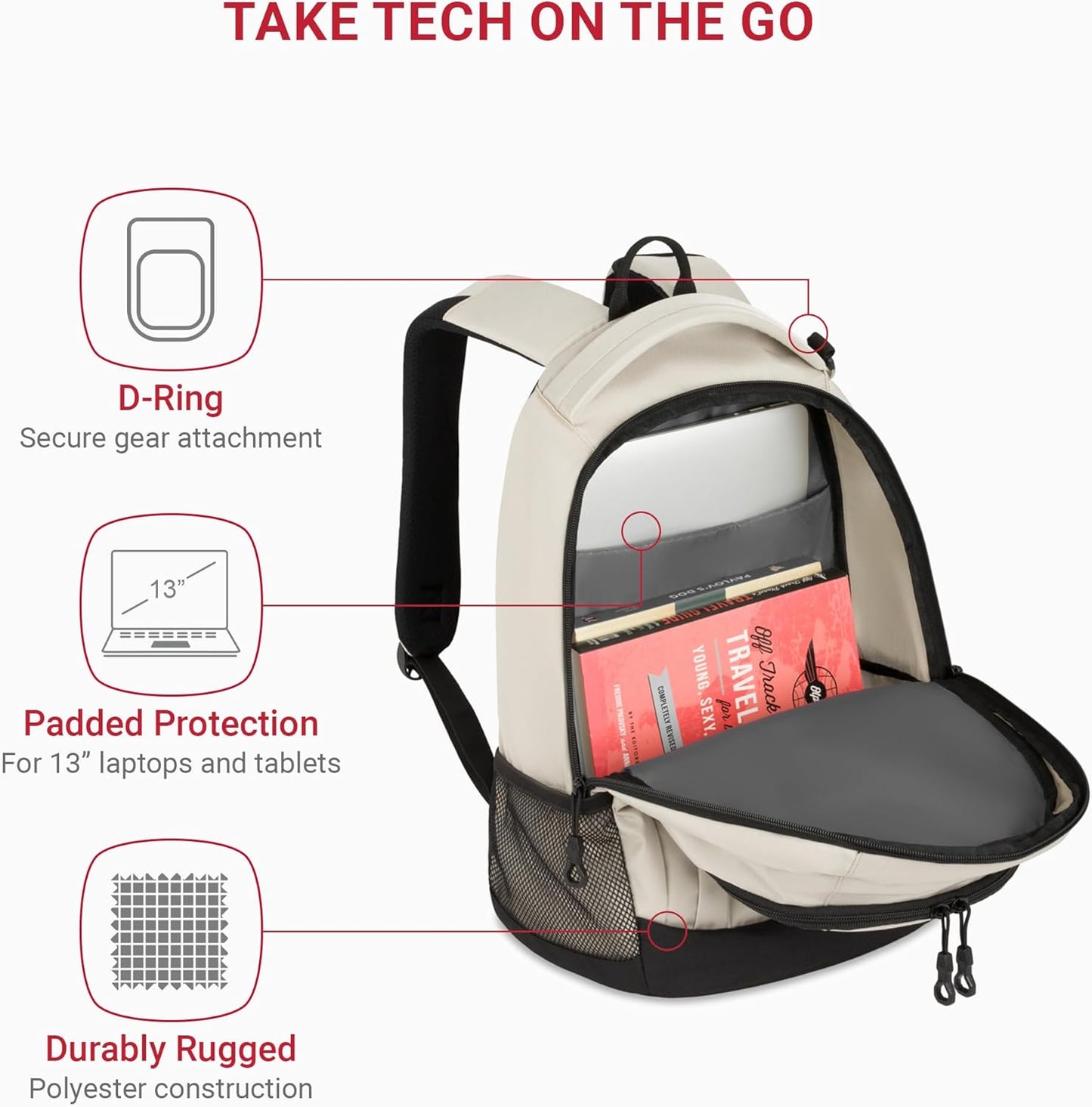 SwissGear 1186 Bungee Backpack, Grey (Laptop Version), 17.75 inch