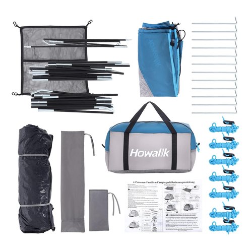 Camping Tent, Tent for Camping, Easy Set up Camping Tent for 4 Person Outdoor Traveling, Light Blue