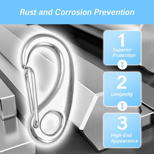 YAFIYGI 2 Pack 2.75 Inch Stainless Steel Carabiners Marine Grade Clips with Snap Hooks Heavy Duty Carabiner Clips for Boat Rigging Rope Fender Camping Hiking Wire Gate Applications