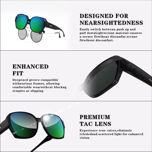 WGKVP Polarized Sunglasses, Lightweight & Impact-Resistant glasses, UV400 Protection glasses for men and women (Matte Black Green)