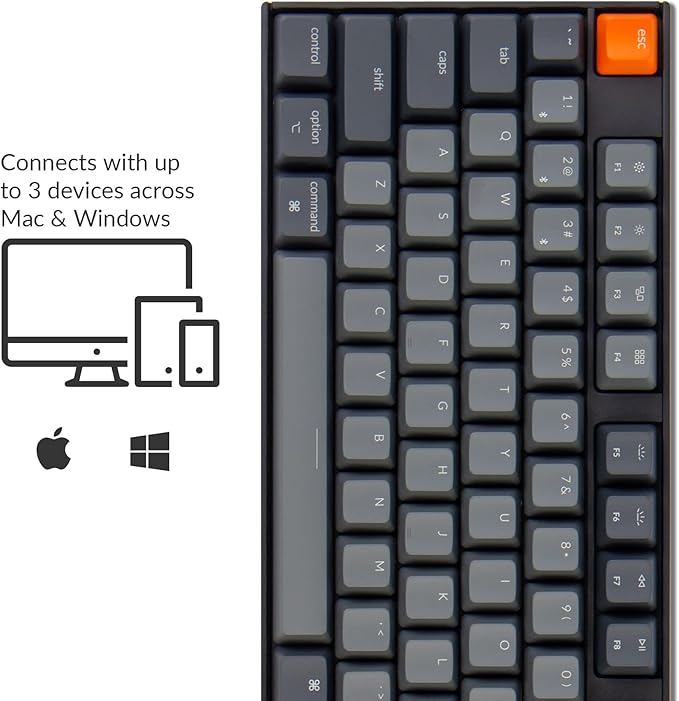 Keychron K10 Full Size Layout RGB Backlit Hot-Swappable Mechanical Gaming Keyboard for Mac Windows, Multitasking 104-Key Bluetooth Wireless/USB Wired Computer Keyboard with K Pro Brown Switch