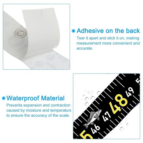 Fishing Ruler for Boat 51" Self-Adhesive Fish Measuring Decals (3 Pack) Waterproof Self Adhesive Measuring Ruler Tape (Black)
