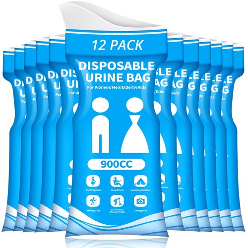 HOKINETY Disposable Urine Bag for Travel - 900ML Portable Pee Bags for Women Men 12 PCS Emergency Vomit Bags Unisex Urinal Toilet Bag for Car Camping, Road Trip,Traffic Jams, Pregnant, Patient, Kids