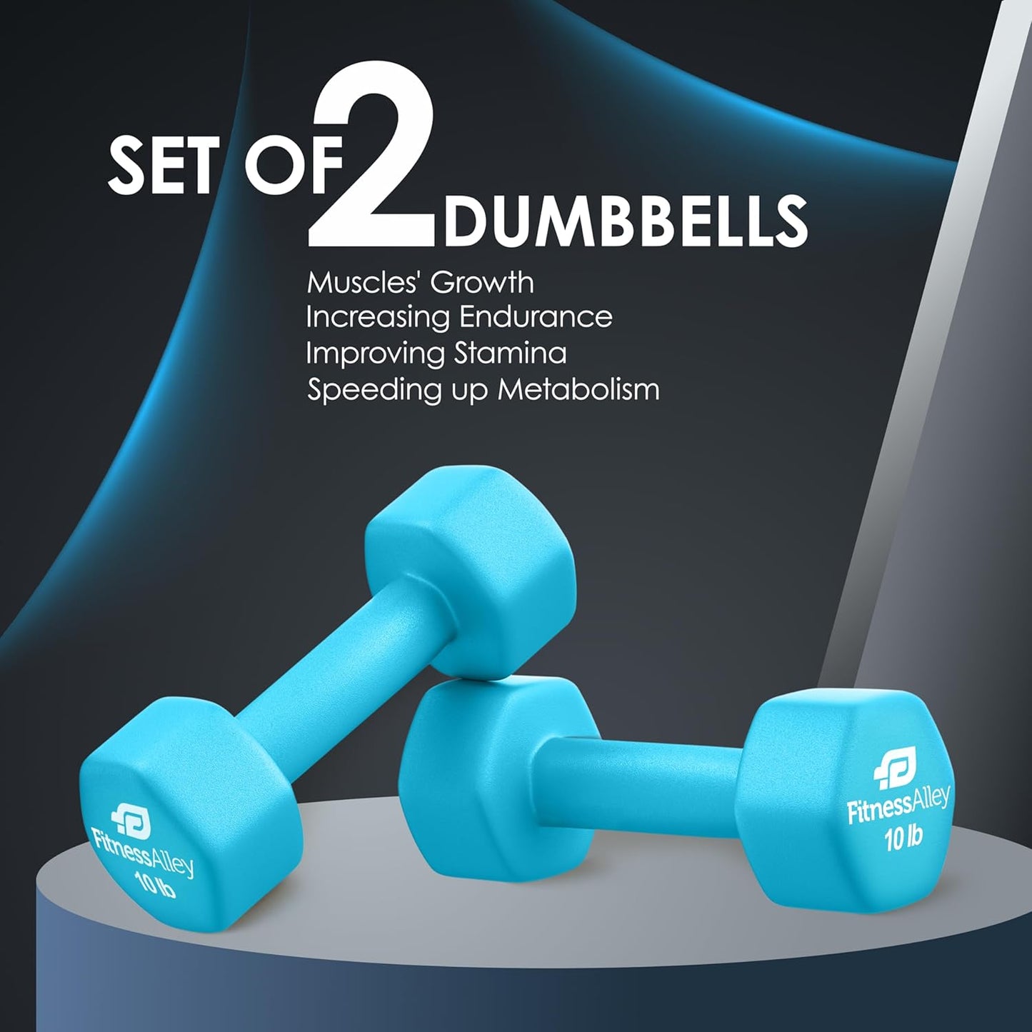Neoprene Coated Workout Dumbbells set of 2 – Anti Roll, Non Slip with Smooth Grip Fitness & Exercise Dumbbells – Hexagon Shaped Hand Weights for Women & Men – Best Choice for Gyms & home use
