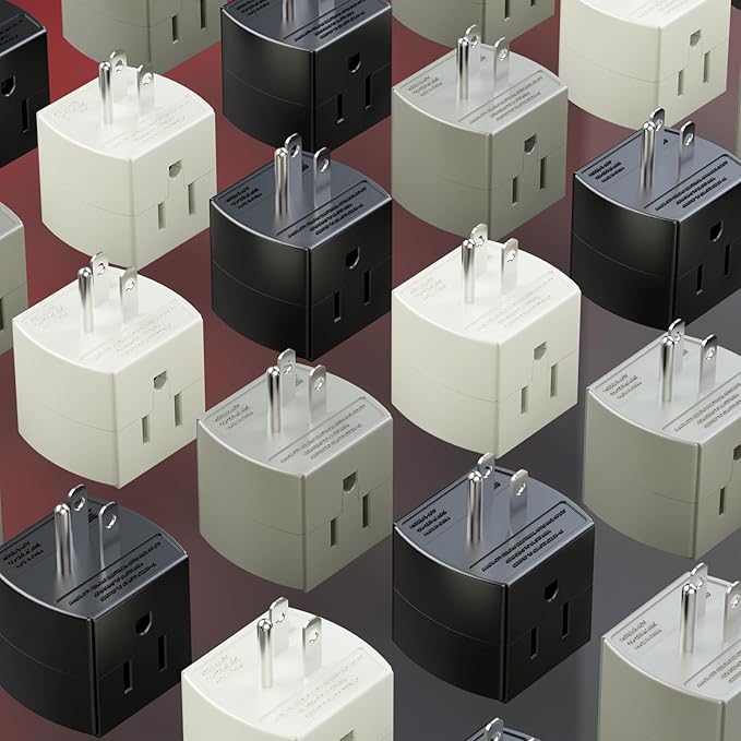 3 Outlet Wall Adapter, 90 Degree 3 Way Plug Adapter Cube Tap, 3 Prong Multi Plug Outlet, Outlet Extender for Home Office School Dorm, ETL Listed, Black, 3Pack