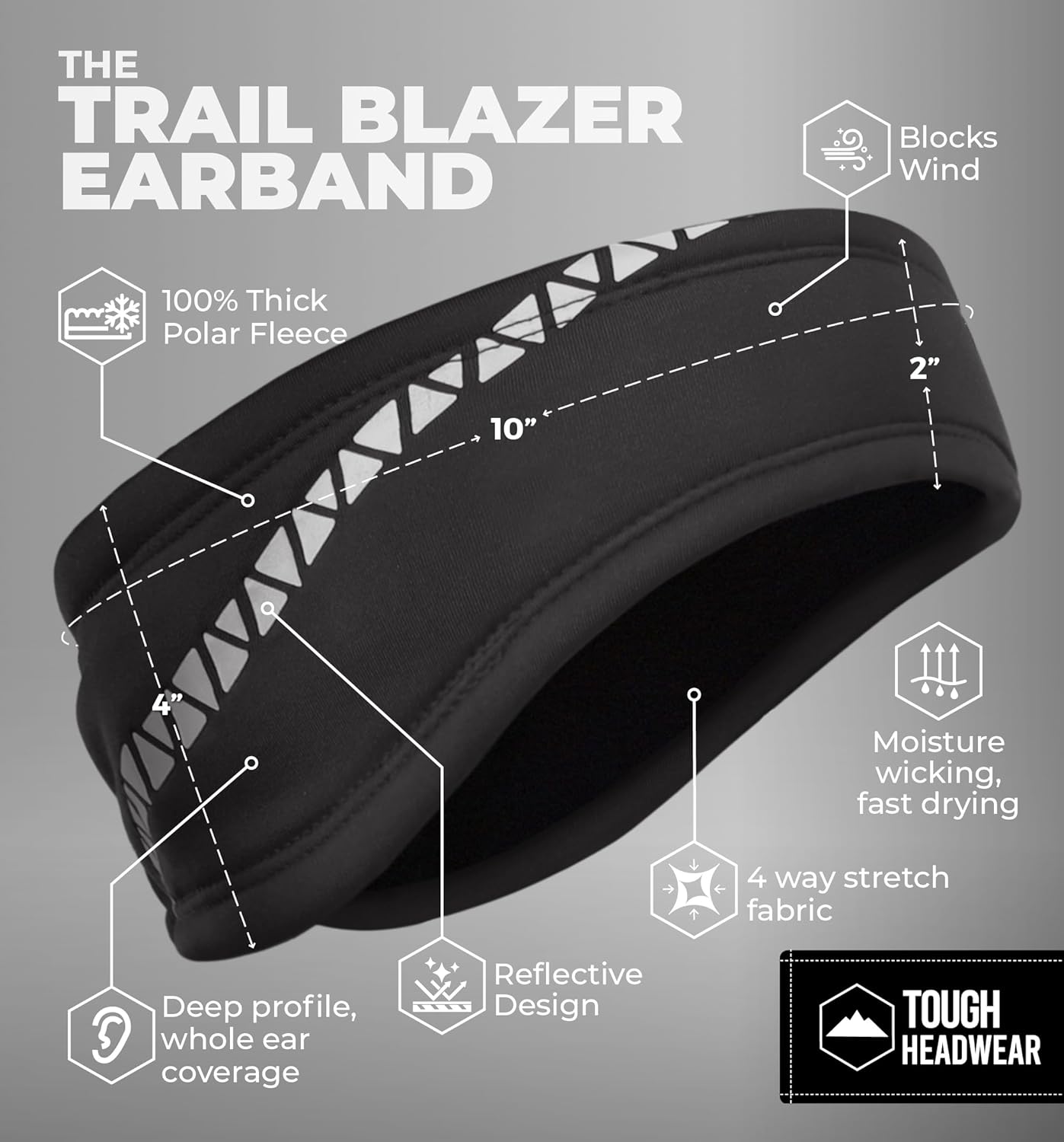 Tough Headwear Winter Headbands for Women - Ear Warmers - Ear Muffs for Winter - Fleece Headband for Men & Women for Cold Weather