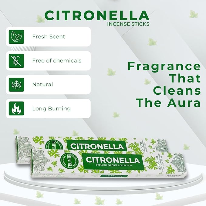 Citronella Incense Sticks for Outdoor Camping - Total 40 Insence-Sticks - Dual Pack of 20 Insense - Inciensos - Inscents - Natural Non Toxic Ingredients - Incents - Incence - Inscense