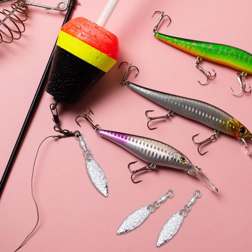 CHGCRAFT 30PCS Spinner Blades with Ball Bearing and 30PCS Fishing Spring Pins Willow Fishing Blades Lure with Swivels Tail Spinner Lure Fish Attractor for Lures Making Supplies