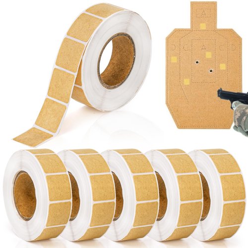 Covzoe 6000 Pieces / 6 Rolls Square Target Pasters, 0.87" Self-Adhesive Target Sticker for Shooting Practice, Shooting Cardboard Paper Markers Label for Pistol Shooting Range Targets