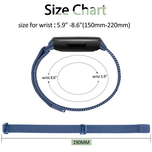 Metal Band for Fitbit Inspire 3 Bands Women Men, Stainless Steel Adjustable Straps Replacement Bands for Fitbit Inspire 3 Fitness Tracker (Sapphire Blue)