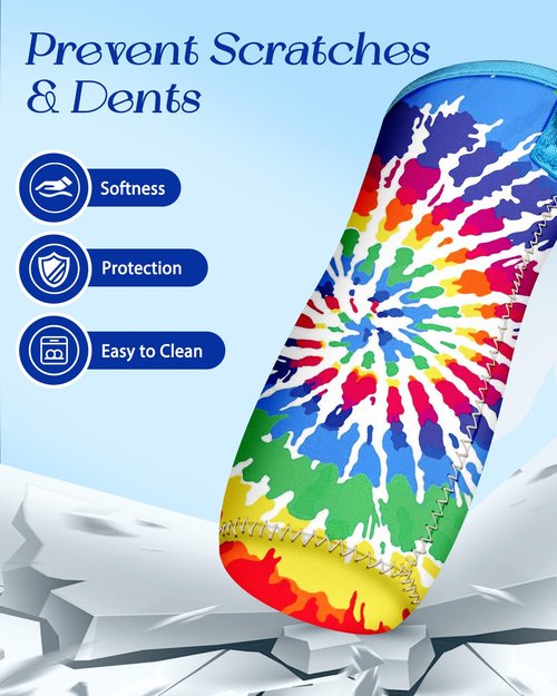 Toykee Water Bottle Sleeve for Cirkul 22 oz - Bottles Cover Holder Carrier Bag with Crossbody Shoulder Strap Colorful Rainbow Print