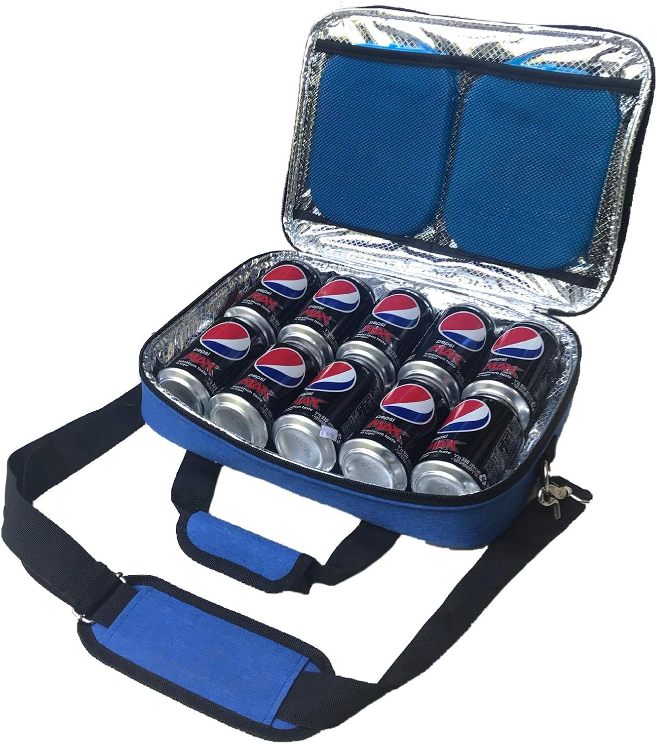 Red Suricata Insulated Slim Cooler – Ultra Thin, Flat Mini Small Cooler Lunch Bag Fits 10 Drink Cans - 2 Slim Reusable Ice Packs Included - Small Iceless Golf Cart Bag for Beer (Black)