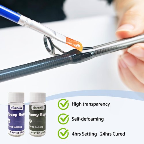 Aventik Fishing Rod Tip Repair Kit Complete with Rod Building Supplies, Glue, Wrapping Thread, Tips Top Eyelet Replacements for Fishing Pole Repair Kit(10pcs-Tip Repair Kit)