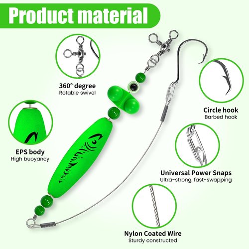YOTO Santee Cooper Rig, Catfish Rig for Bank Fishing, Catfishing Tackle Rattler Floats, Chunky Rigs Catfish Equipment