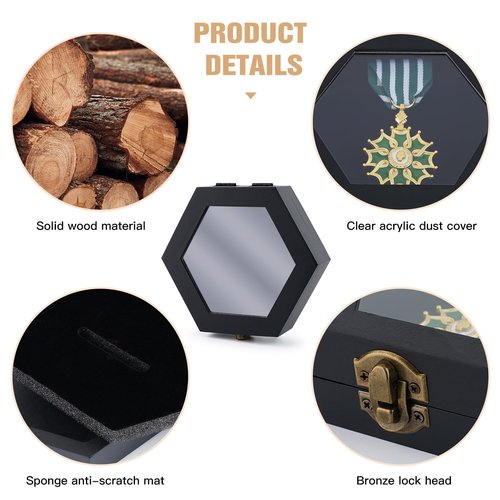BiJun Medal Display Case, Medal Display Case Hanger Shadow Box for Medals Race Medal Display of Sports Medals Track Field Spartan Races Running Marathons (Black 6pc)