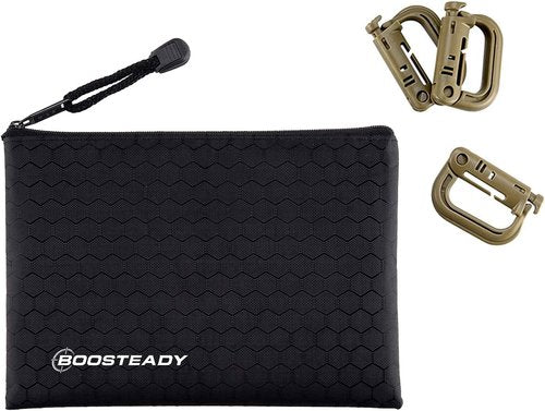 BOOSTEADY 10 Pack Multipurpose D-Ring Grimlock Locking for Molle Webbing with Zippered Pouch