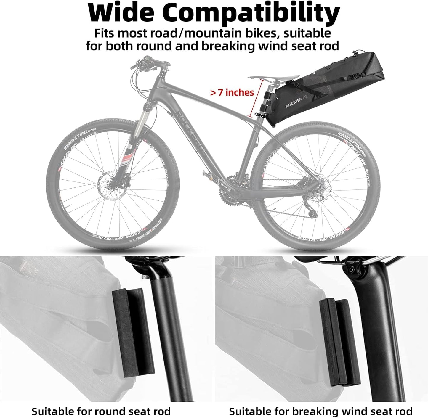ROCKBROS Bikepacking Bag Waterproof Bike Saddle Bag Large Capacity Bikepacking Seat Bag Road Mountain Bike Seat Bag Max 14L