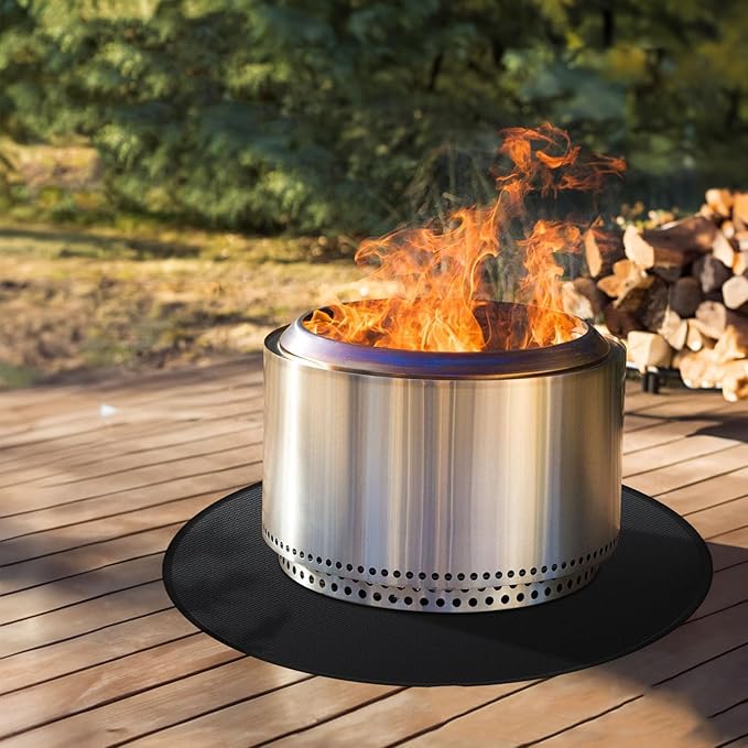 42" Round Fire Pit Mat for Solo Stove Bonfire/Under Grill Mat for Outdoor Grill Fireproof Waterproof Oil-Proof, 4 Layers Fireproof Mat Fireplace Mat Grill Pads Solo Stove Mat Deck Patio Grass Smoker
