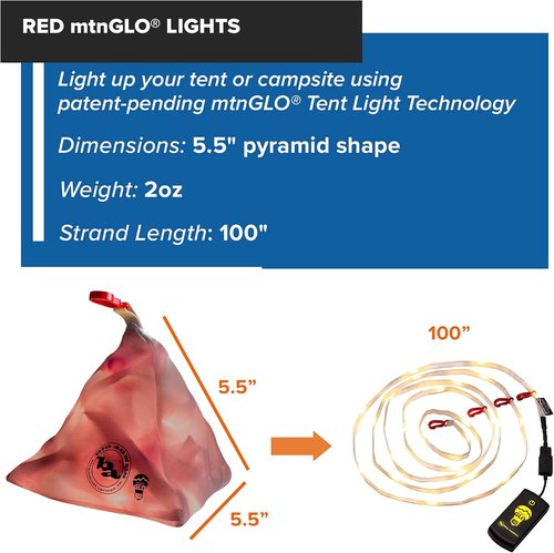 Big Agnes mtnGLO LED Tent & Camping Lights, Red, One Size