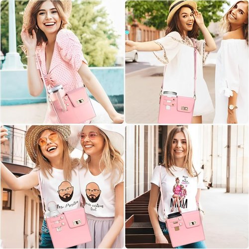 Stanley Cup Purse Crossbody Bag with Sports Outdoor Portable Crossbody Water Cup Storage Bag Water Bottle Holder for Stanley (Pink)