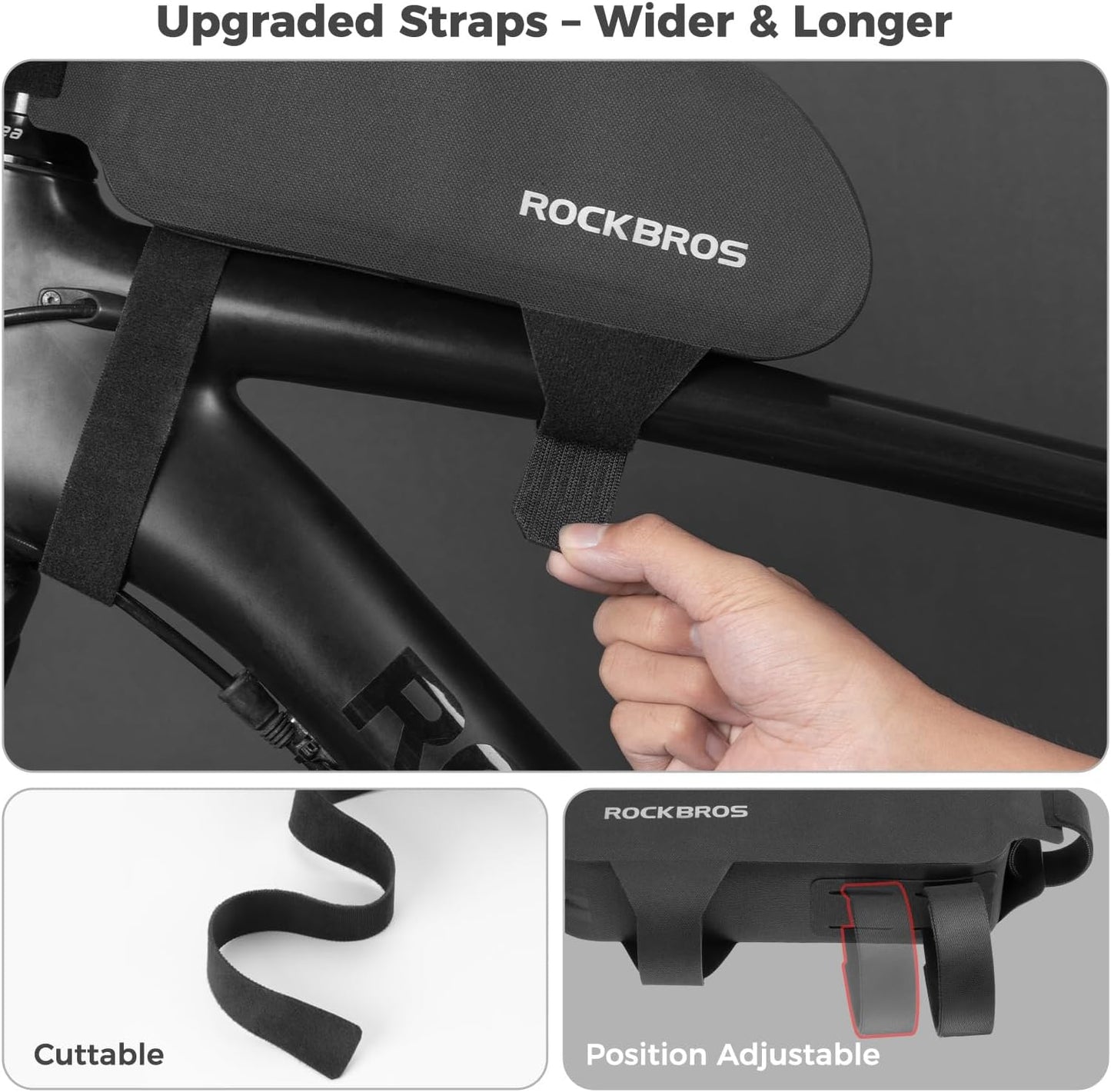 ROCKBROS Bike Top Tube Bag Bicycle Front Frame Bag Waterproof Bike Pouch Pack/Phone Bag Cycling Accessories Pouch for Mountain Road Bike Medium