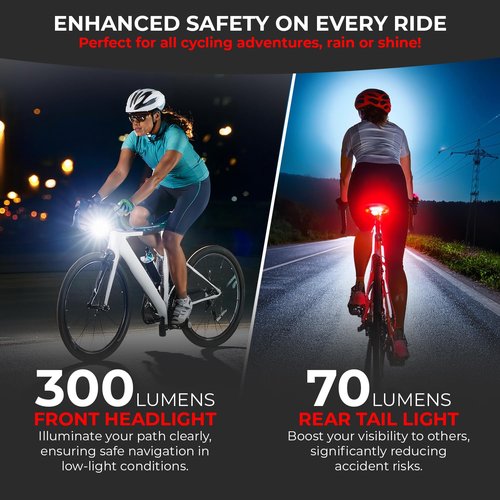 TruActive Premium Bike Phone Mount Holder & Bike Light Set Bundle | Universal Cell Phone Mount for 4"-7" Phones | USB Rechargeable Ultra-Bright Front Headlight and Back Tail Lights | Easy Installation
