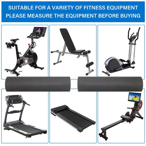 2PCS Fitness Equipment Mats and Floor Protector, Non-Slip Mat Rowing, Rowing Machine Bike Mat for Carpet & Hardwood Floors, Exercise Bike Mats (Two Pieces:30 * 12 inch)