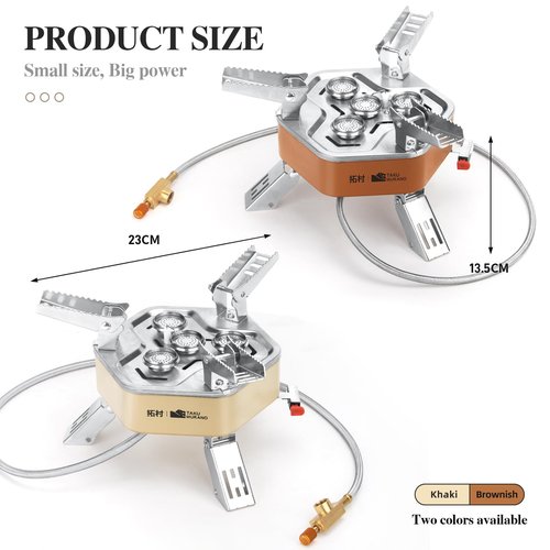 AIROKA 12800W Collapsible Portable Butane Camping Stove with Carrying Case,Electronic Ignition,Mini Stove for Outdoor Camping, Hiking, Hiking and Picnicking (Dark brown)
