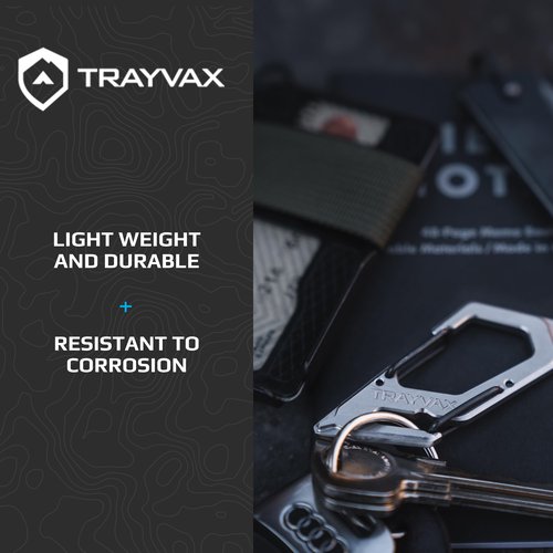 Trayvax Talon Carabiner Clip Multi-Tool, S35VN Stainless Steel Quick Release Keychain Multitool with Bottle Opener and Screwdrivers, Silver