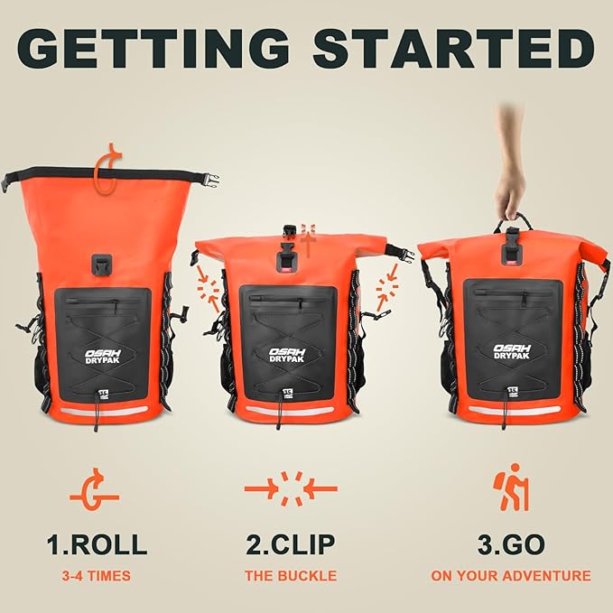 Waterproof Backpack Dry Bag 35L/55L – Heavy Duty Roll-Top Hiking Backpack Sack Keeps Gear Dry for Travel, Kayaking, Boating, Camping, Rafting and Fishing