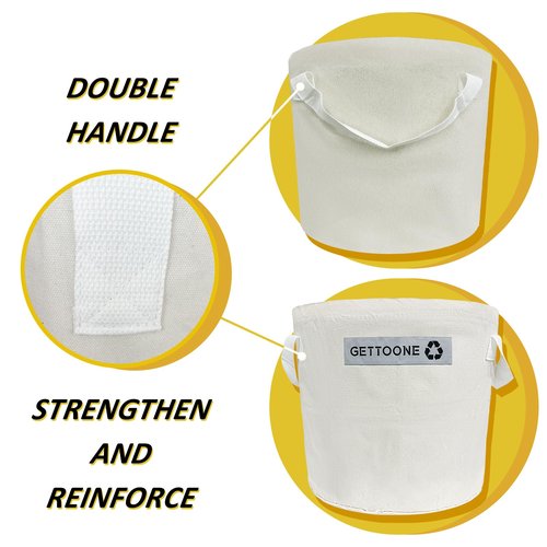 GETTOONE Collapsible Ice Bucket for Drinks, White Party Cooler with Insulated Lining & Carry Handles, Portable Folding Champagne Wine Beer Bucket for Indoor Outdoor Event (M)