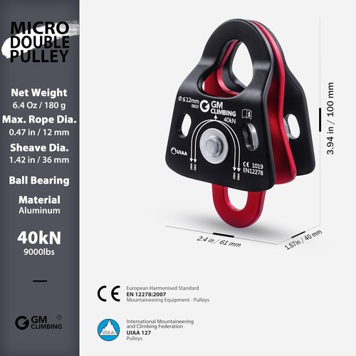 GM CLIMBING Haul Kit for 5:1 Mechanical Advantage Pulley Hauling Tensioning Load Releasing System Block and Tackle