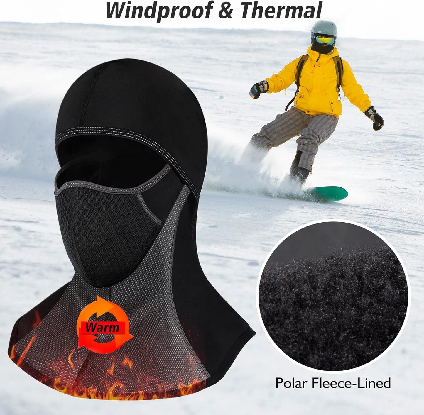 ROTTO Balaclava Face Mask for Motorcycle Motorbike Cycling Winter Full Face Masks Thermal Polar Fleece for Men Women